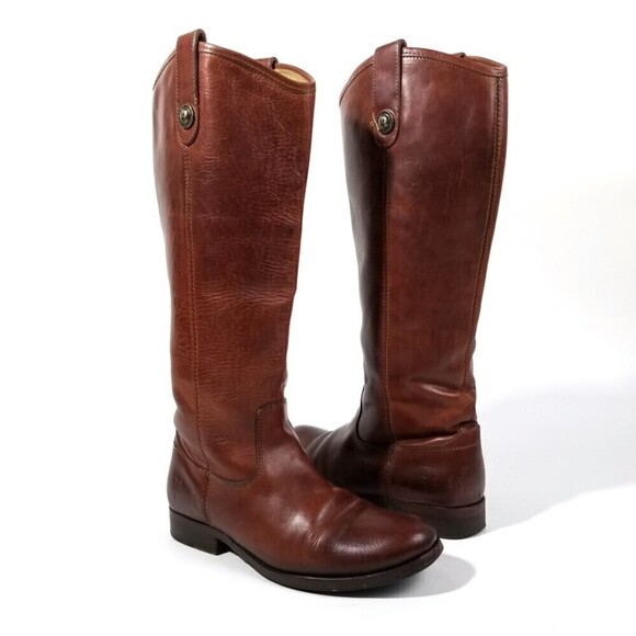 FRYE Melissa Whiskey Leather Button Lug Tall Boots Western Horse Gir Equestrian - Picture 11 of 12